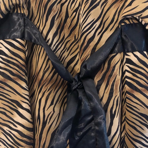 Mileage Tiger Animal Print Satin Sheer Tie Blouse - Picture 6 of 8
